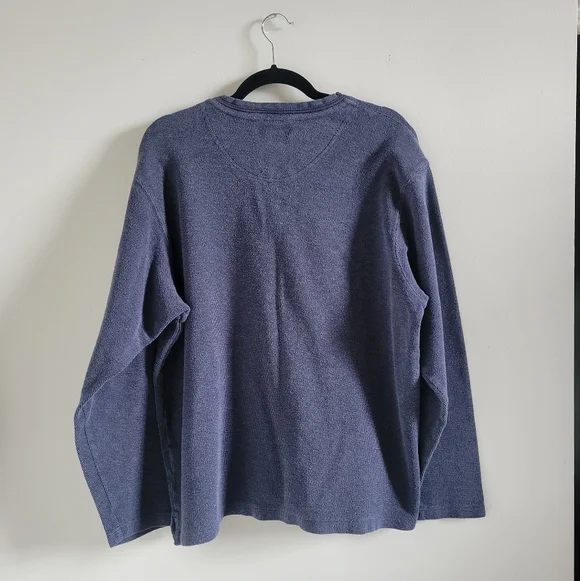 Vintage Eddie Bauer Dusty Blue V-neck 100% Cotton Knit Long Sleeve Mens Large - Picture 3 of 9